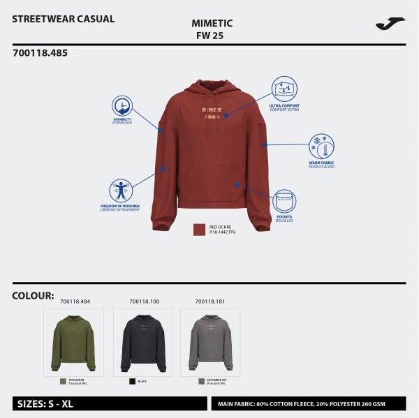 JOMA MIMETIC KAPUCNIS PULÓVER FEKETE