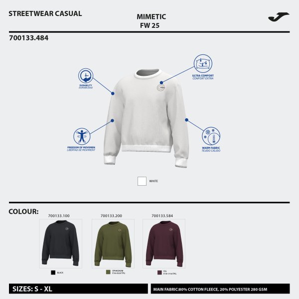 JOMA MIMETIC PULÓVER FEHÉR