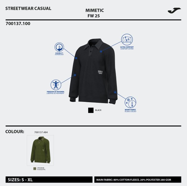 JOMA MIMETIC PULÓVER FEKETE